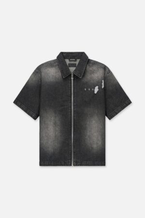 ZENO ZIP UP DENIM SHIRT | FRAY NOIR