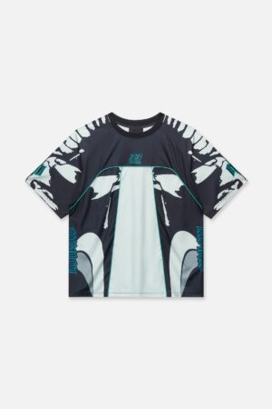 SOREN BIKE SHIRT | BLACK LIGHT TEAL RACING