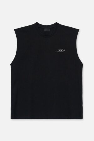 TERRY MUSCLE TEE | BLACK CURSIVE