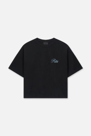 AUSTIN CROPPED OVERSIZED TEE | BLACK NIF SCRIPT