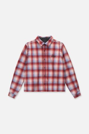 RYNOR CROPPED BUTTON UP SHIRT | RED PLAID
