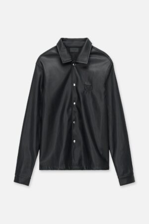 PARLAN FAUX LEATHER SHIRT | BLACK PIXELATED RTA