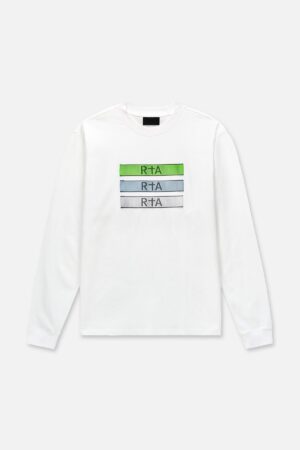 LAWRENCE LONG SLEEVE TEE | WHITE GLITCH LOGO