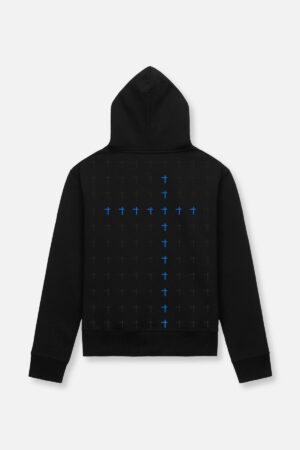 DION HOODIE | BLACK BLUE LONG CROSS