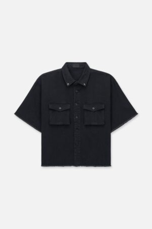 LUCIANO CROPPED DENIM SHIRT | WASHED BLACK