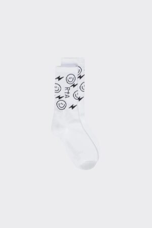 SOCKS | WHITE SMILEY FACE