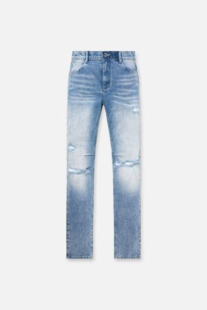 BRYANT STUDDED SKINNY JEAN | RIPPED MEDIUM BLUE CROSS
