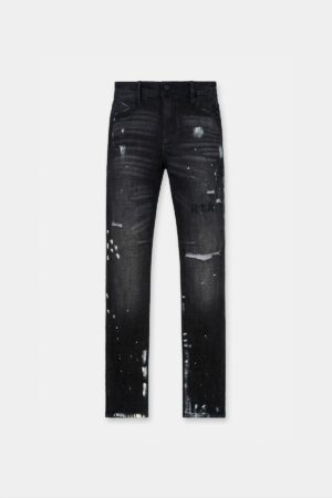CLAYTON RIPPED JEAN | DISTRESSED CHARCOAL PAINT SPLATTER