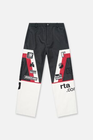 KIAN FAUX LEATHER MOTO PANT | BLACK WHITE MOTORSPORTS