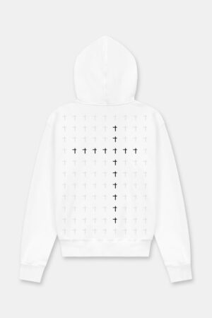 DION HOODIE | WHITE BLACK CROSS