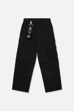 MULTI POCKET CARGO PANT | BLACK DESTROYED