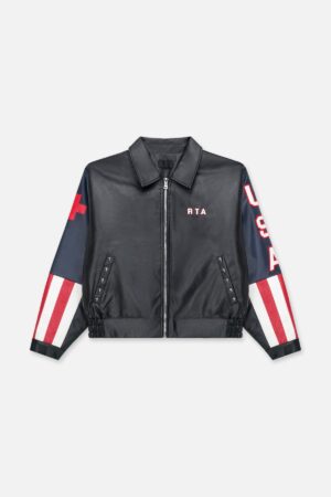 AVEN FAUX LEATHER BOMBER JACKET | BLACK USA